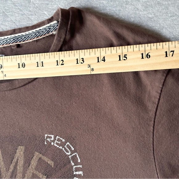 Blend Tee Shirt Mens XXL Brown Cotton Comfort All-over Motto Print Rib Crew - Picture 12 of 14